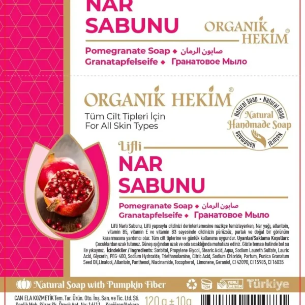 Organik Hekim Kabak Lifli Narlı Sabun 120 Gr