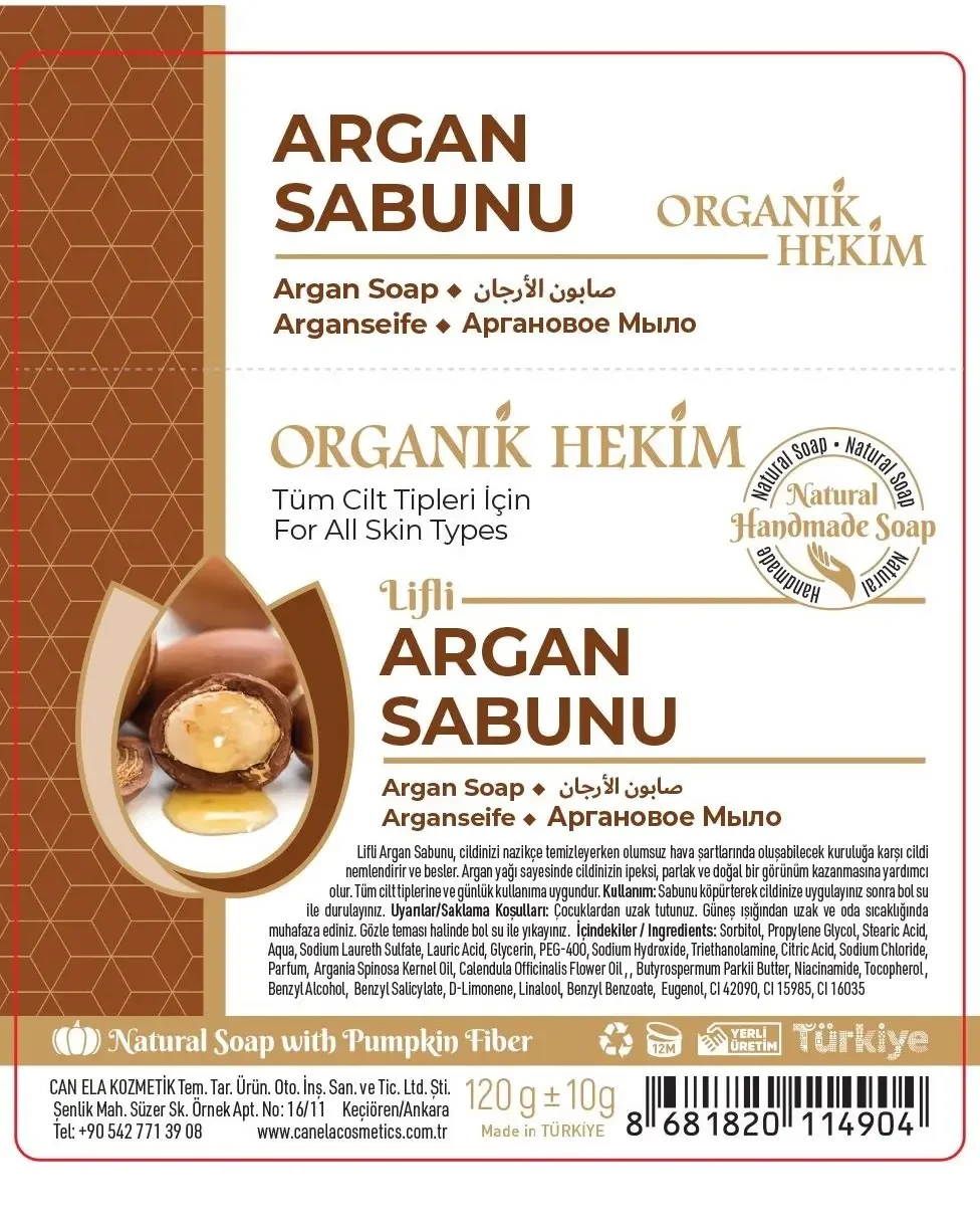 Organik Hekim Kabak Lifli Argan Sabun 120 Gr