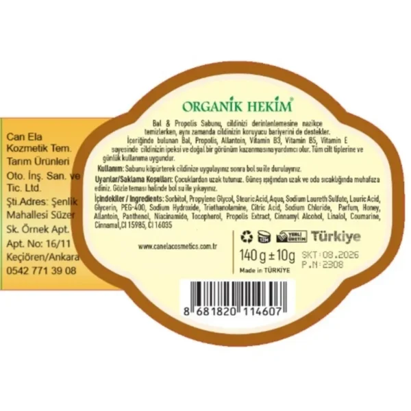 Organik Hekim Ballı & Propolisli Sabun 140 Gr