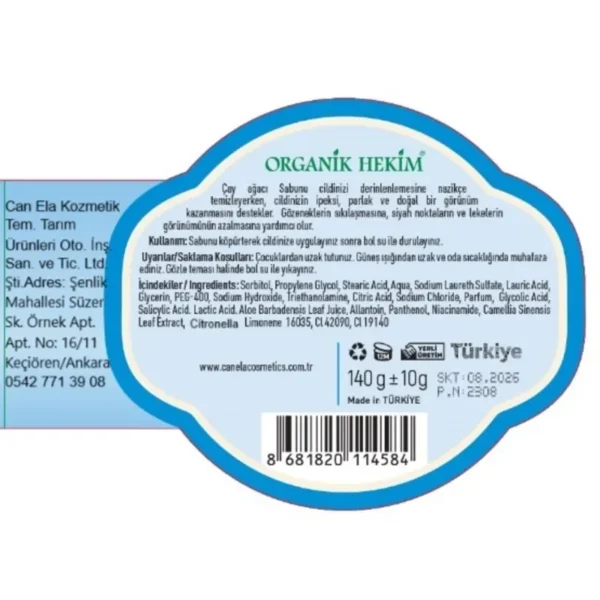 Organik Hekim Kabak Lifli Çay Ağacı Sabunu 120 Gr