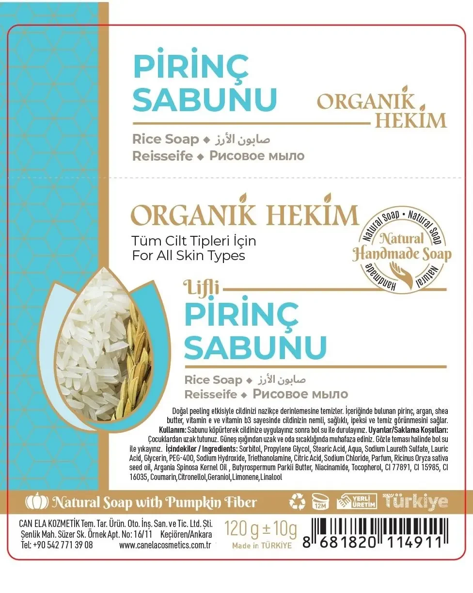Organik Hekim Kabak Lifli Pirinç Sabun 120 Gr