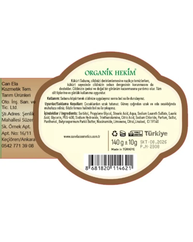 Organik Hekim Kükürt Sabunu 140 Gr