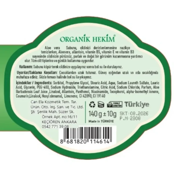 Organik Hekim Aloevera Sabun 140 Gr